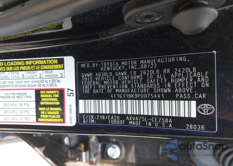 2023 Toyota Camry Se Awd из США, поврежденный, VIN 4T1G11BK9PU075441